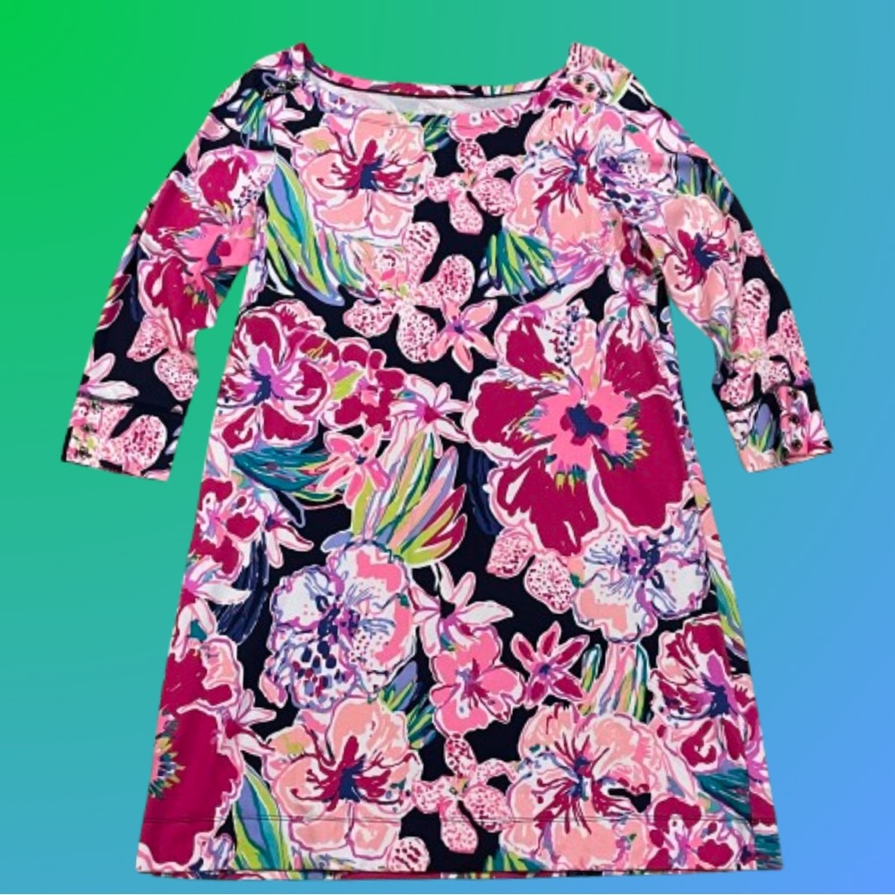 Lilly Pulitzer Sophie dress shoulder buttons floral print sz XL